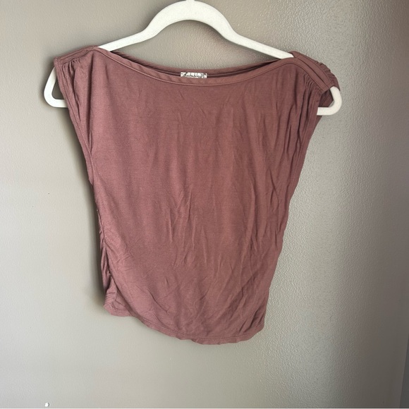 Free People Intimately Mauve/Withered Rose Ruched Boatneck Muscle Tank - Picture 6 of 11